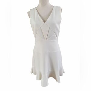 Reiss Ruffled Hem with a Geometric White Mini Sleeveless Dress